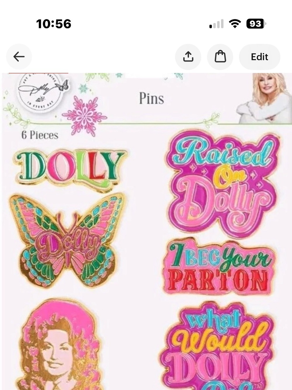 NEW Dolly Parton Enamel Lapel Pins
Holly Dolly Christmas- Set of 6